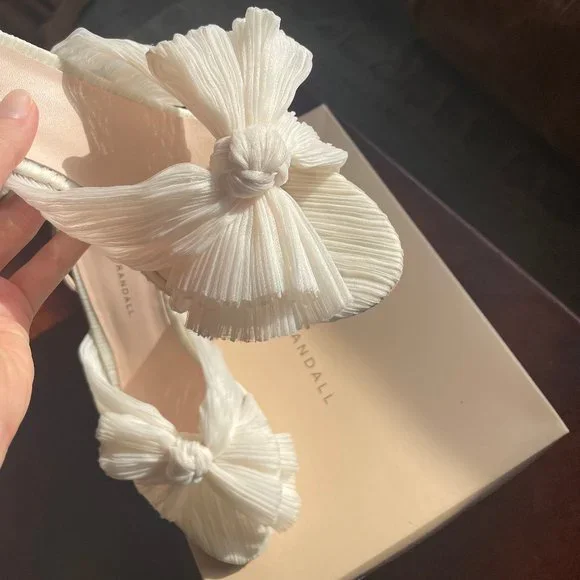 Loefler Randall Camellia Heels, White, Worn Once